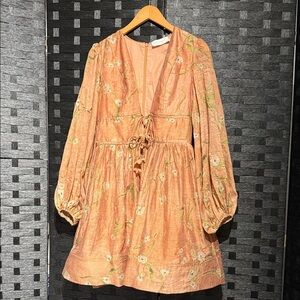 CORAL PINK ILLUMINATE DRAWN MINI DRESS ZIMMERMANN